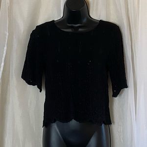 Black Blouse with Eyelet detailing